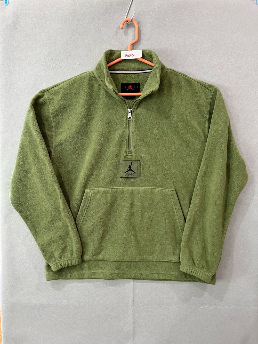 Nike Jordan Air Jordan Men's 1/4 Zip Fleece Sweatshirt Green Pockets Size M